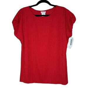 Lauren Lee VTG‎ NWT Knit Top Textured Blouse Short Sleeve Red Knitwear Large